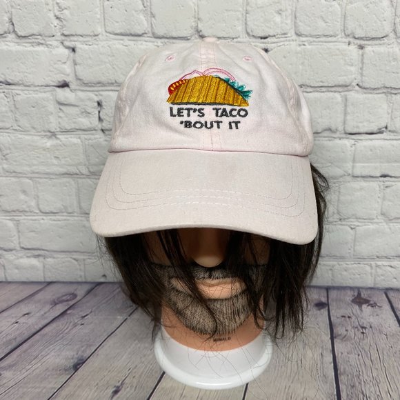Pink Hat Cap Women Let's Taco 'Bout It Embroidered Ladies - STAINS READ - Picture 1 of 13